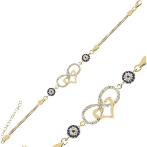 Silver 925 Sterling Zircon Cubic Zirconia Infinity, Heart & Eye Cube Chain