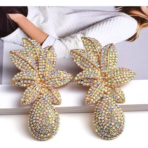 Unique Design Full Crystal Drop Earring for Women Rhinestone Shiny Hanging Dangle Earrings Wedding Jewelry Gifts