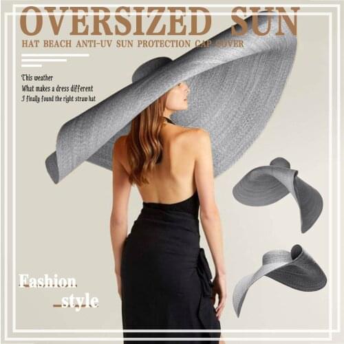 90cm Summer Large Brim Straw Hat Floppy Wide Brim Sun Cap Funny Beach Foldable Hats For Women 2021 New Uvproof Sunhats