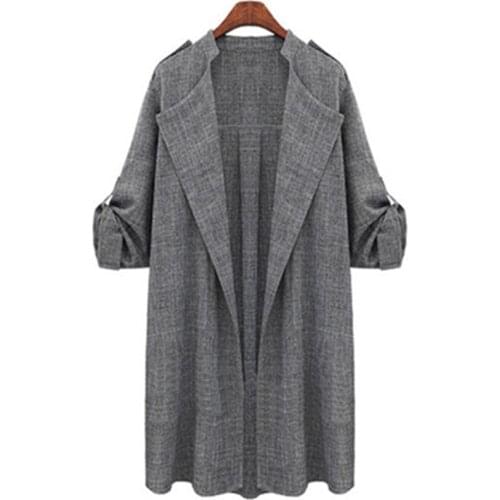 Spring Autumn Female Trench Basic Coats Women Long Coat Windbreaker Cardigan Casual Outerwear Winter large Size Overcoat J769