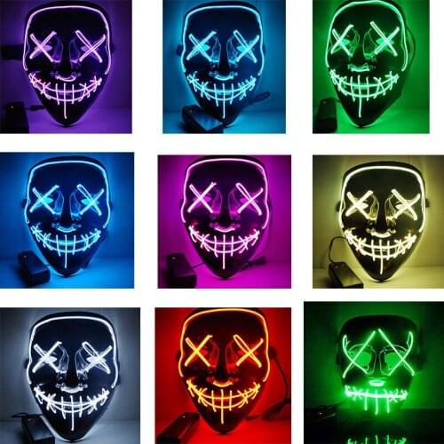 Halloween Decoration LED Mask Light Up Party Neon Mask Cosplay Horror V for Vendetta Halloween Party Decor Props Accessories