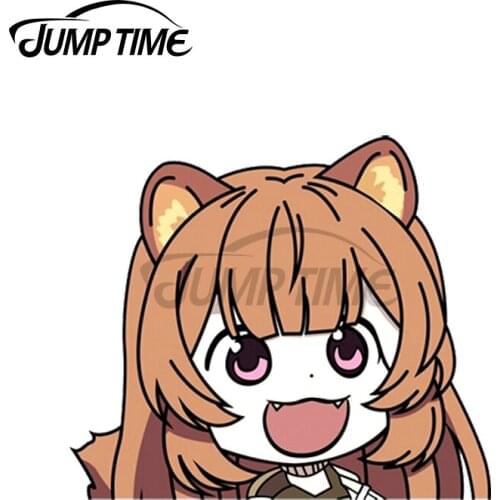 Jump Time 13 x 9.9cm For Raphtalia Peeker Anime Car Stickers Cartoon Creative Silhouette Decal Bumper Surfboard Decoration