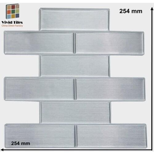 Vividtiles Clean Silver Brick Style Backsplash Decor Popular 3D Peel and Stick Wall Tiles for Indoor Usage - 1 Sheet