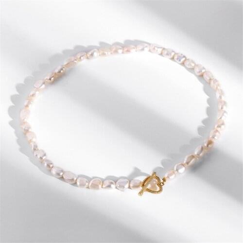 2021 New European and American Hot Style Pearl Love Contracted Sexy Clavicle Chain Female OT Buckle Tide Temperament Necklace