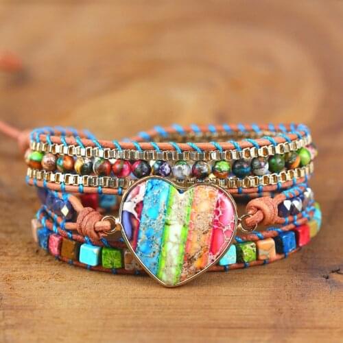 2020 high quality wrap bracelet for women heart charm braid leather bracelet for boho style lovers jewelry