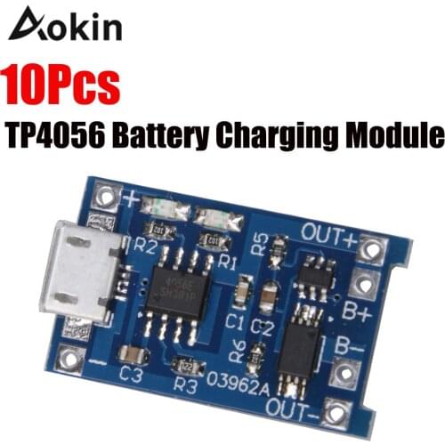 10Pcs TP4056 5V 1A Micro USB 18650 Lithium Battery Charging Board Charger Module Protection Dual Functions for arduino Diy Kit