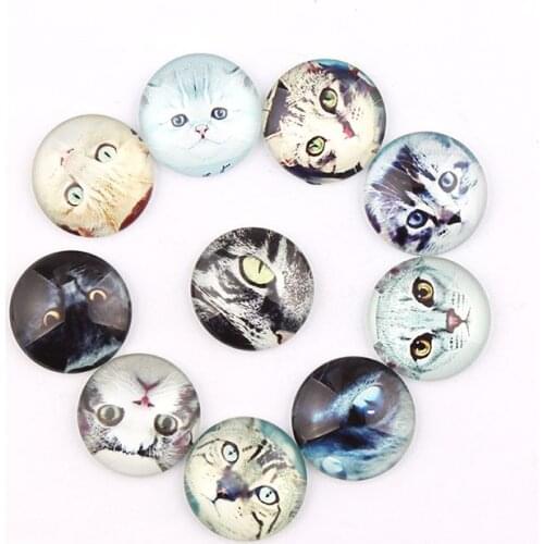 Cats 12pcs Glass Cabochon Mulity Size Flatback Dome Cabochon Embellishments Findings Base Setting DIY Accessories Jewelry