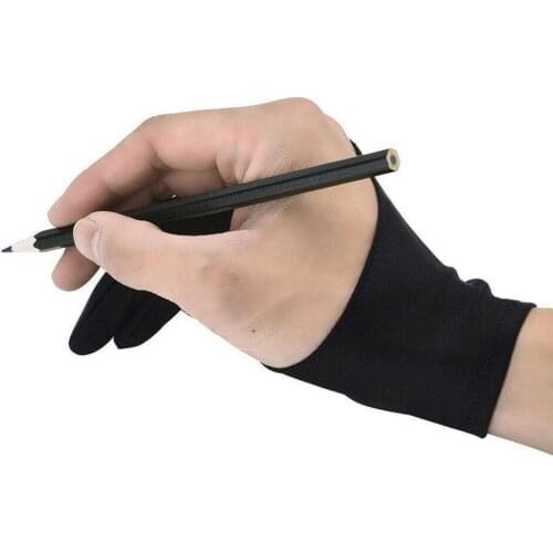 2pcs Black 2 Finger Anti-fouling Glove,both For Right And Left Hand Artist Drawing For Any Graphics Drawing Tablet