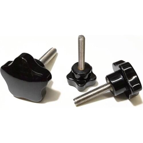 20pcs/LOT Black Bakelite M10x60mm Male Thread 5 Star Shaped Head 50mm Diameter 5Star Knob Grips Clamping Screw Knob M10XD50X60
