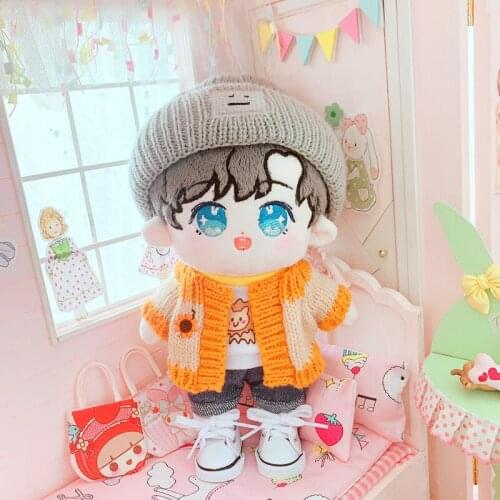 20cm Plush Doll Dolls Clothes sweater Knitted hat coat Accessories for Korea Kpop EXO Idol Dolls Clothing Fans Gift