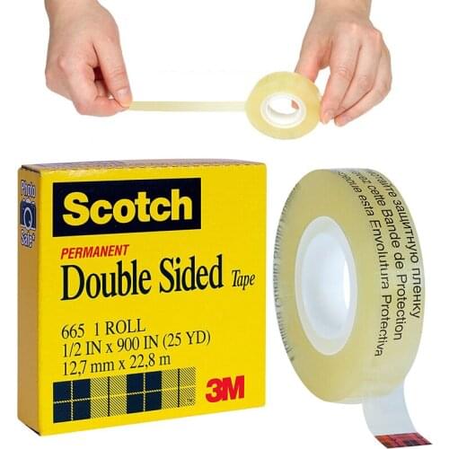 3M Scotch Transparent Double-sided Tape High Efficiency Tape 665 Home Office Tape 12.7mm x 22.8m