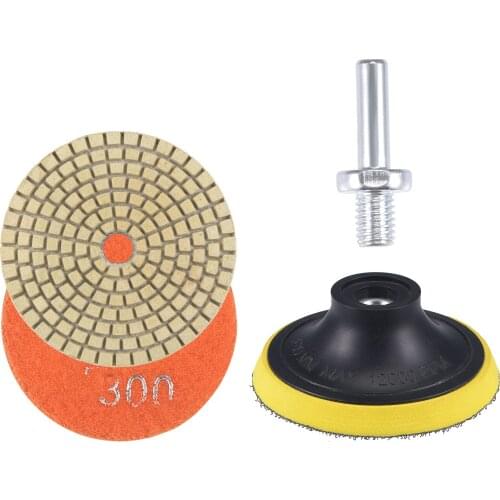 Uxcell 3" 300 Grit Diamond Wet Polishing Pad M10 Backer Pad for Stone Concrete 4 Pcs