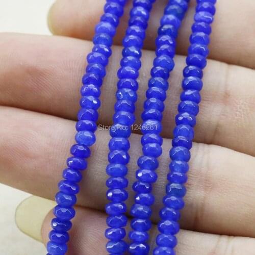 4X6mm Wholesale Dark-Blue Chalcedony Accessories Crafts Loose Abacus Women Beads Diy Stone Faceted Jewelry Making Design 15inch