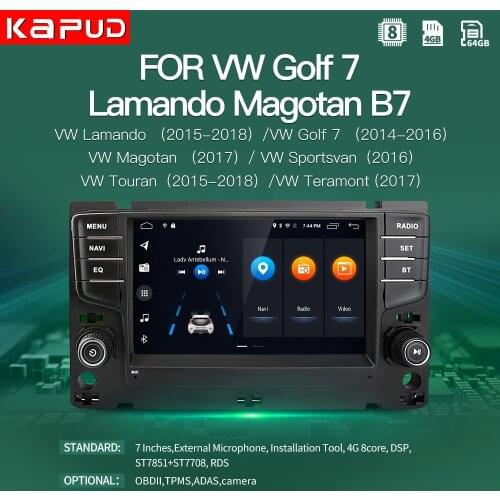Kapud Android 10.0 Auto Radio 7"Car Stereo Multimedia Player For VW Golf Lamando Magotan B7 2015-2018 GPS Navigation 4G Wifi DSP