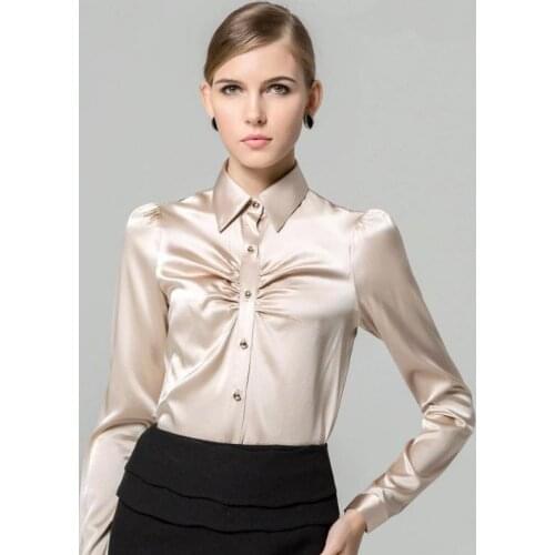 Plus Size Female Blouses Casual Spring Summer Slim Shirt Women Silk Sexy Long Sleeve Blouse Tops Ruffle Blouse 4xl Women Shirts