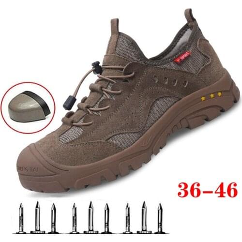 Summer Work Boots Safety Steel Toe Shoes Men Breathable Anti-Smash Construction Steel Toe Cap Indestructible Work Shoes Hot Sale