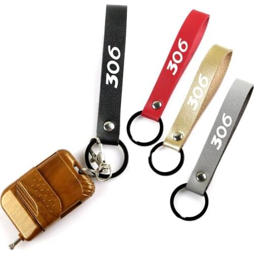 PU Leather Rope keychain Pendant Key Chain Holder Car Keyring Men Women Key ring for Peugeot 306 508 2008 3008