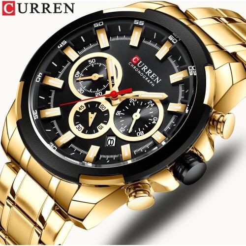 CURREN Men Watches Top Brand Luxury heren horloge Chronograph Men Sports Watches Waterproof Full Steel Quartz Mens Watch 2021