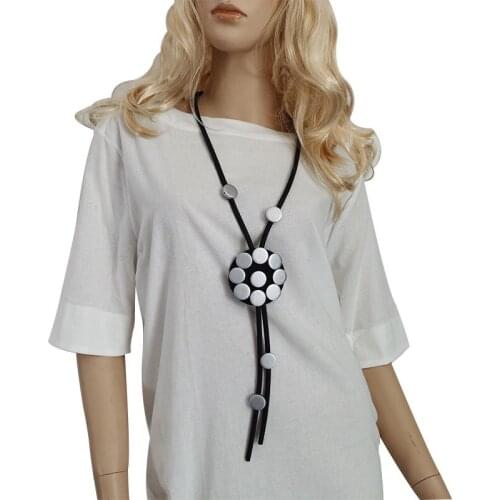 YD&YDBZ Handmade Rubber Round Beaded Long Necklace For Ladies Black Rope Clothing Womens Accessories Necklaces Jewellery Gift