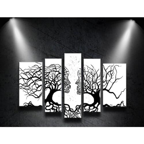 Hot Hand-painted Oil Painting 5pcs/set On white Canvas Love Tree Modern Art Wall Picture For Living Room Abstract Home Decor