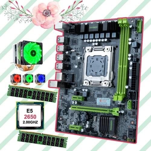 Discount computer hardware HUANANZHI X79 6M LGA2011 motherboard with CPU Intel Xeon E5 2650 C2 with cooler RAM 32G(2*16G) RECC