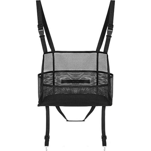 Car Storage Net Bag Leather Suspension Type Exquisite Edging Firm Double Day Word Buckle Durable Net Bag