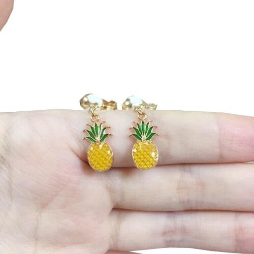 Korea Style Cute Mini Pineapple Clip on Earrings Non Pierced Earrings for Kids Party Charm Ear Cuffs Earrings No Hole Earrings