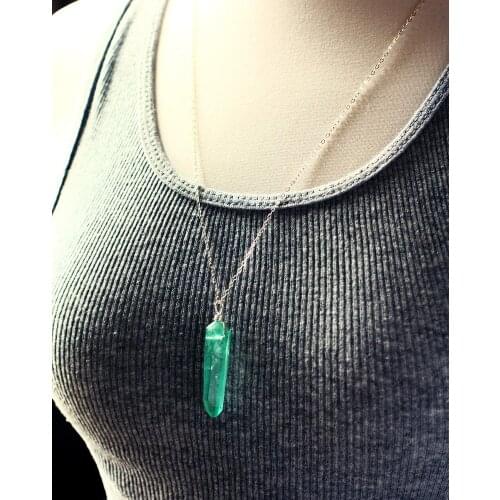 Sea Green Quartz Pendant Seafoam Crystal Necklace Aqua Quartz Necklace Translucent Crystal Pendant Gem stone Jewelry
