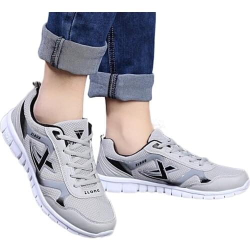 Mens Sport Mesh Breathable Running Shoes Spring Autumn Lace-Up Comfortable Jogging Sneakers Light trainers men 018