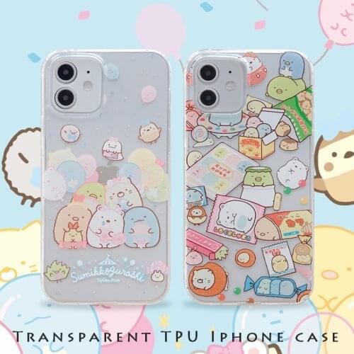 Anime Sumikkogurashi Soft Transparent TPU Phone Case for iPhone 12 11Pro MAX 7 8 Plus X XR XS MAX Clear Anti Knock Phone Cover
