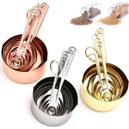 Bulk small smidgen metal stainless steel solid scoop hanging brass copper round narrow measuring cups and spoons