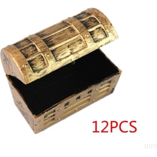 New New 12pcs Mini Pirate Gold Treasure Chests Kids Toy Cake Decoration Candy Box