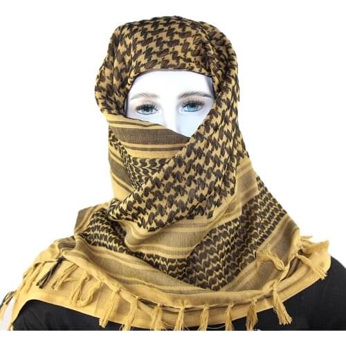 Hunting Military Desert Arab Keffiyeh Shemagh Scarf Shawl Neck Cover Head Wrap Cotton Windproof Windy Hiking Scarf Men Women