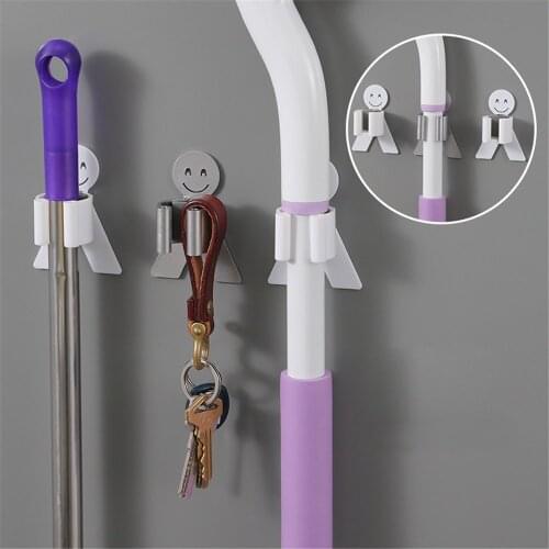 Mop Organizer Wall Mounted Holder Colorful Kitchen Storage Sponge Holder Waterproof Hooks Umbrella Rack Mop Hooks and Hangers