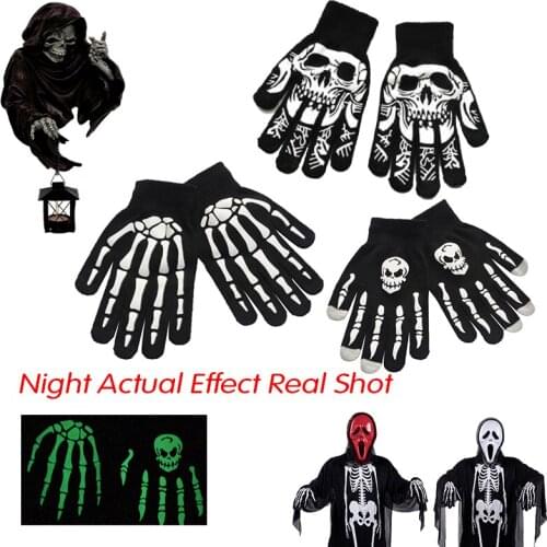 Cycling Gloves Skull Bone Skeleton Gothic Gloves Full Finger Gloves Halloween Horror Men/Women Cycling Equipment