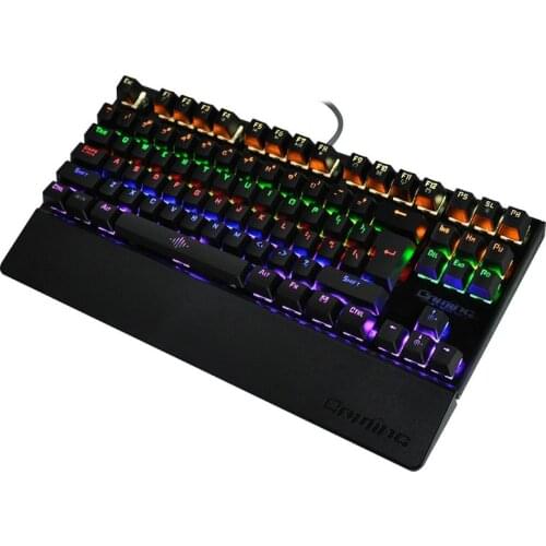 Mechanical Gaming Keyboard 87 Keys Blue Switch Illuminate Backlight Anti ghosting LED Wired Keyboard Gamer Keyboard