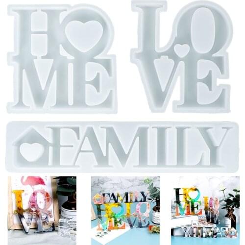 DIY Crystal Mirror Resin Mold LOVE HOME English Letters Craft Mold Handmade Jewelry Epoxy Resin Mould Decoration Art Molds