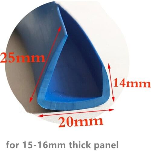 Rubber Sealing J Strip 14x20x23mm for 15-16mm thick Glass Metal Wood Panel Board Edge Encloser Shield Blue