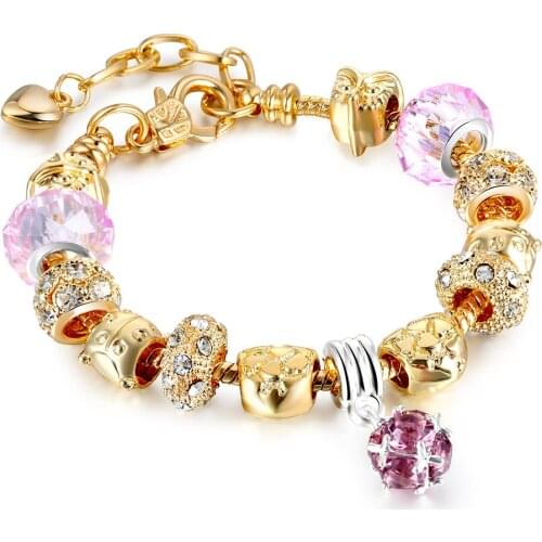 Luxury Brand Women Bracelet Silver Color Crystal Charm Bracelet for Women DIY Beads Bracelets & Bangles Jewelry Gift wholesale