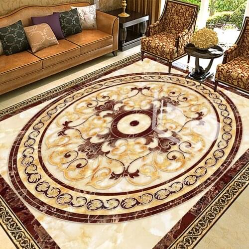Custom Self-Adhesive Floor Wallpaper European Style Marble Floor Tiles Mural Living Room Hotel Luxury PVC Waterproof 3D Stickers
