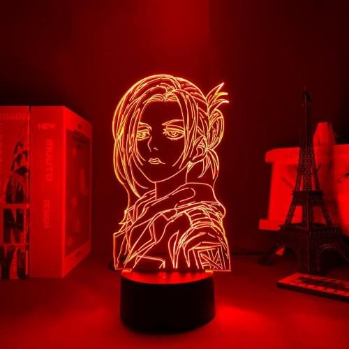 3D Lamp Anime Light Attack on Titan Led Panel Lights Annie Leonhart Valentines Day Gift Night Light For Children gifts
