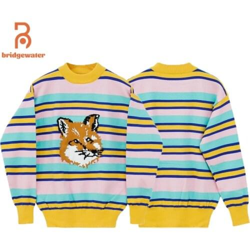 BRIDGEWATER Animal Fox Sweater Spring Autumn Women Wool Pullover Knitted Sweaters Streetwear