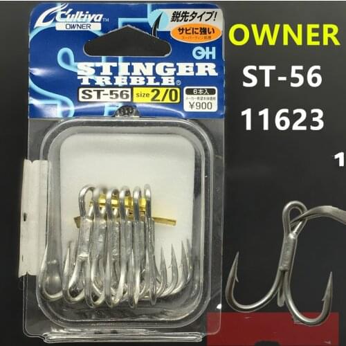 OWNER ST-56 Three Anchor Hooks Barbed Treble Hooks Fishing HooksCarbon Steel Overturned Barbed Anzol Pesca Ocean Squid Hooks