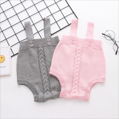0-24M Spring Autumn Baby Knitting Rompers Cute Overalls Newborn Baby Girls Boys Clothes Infantil Babies Sleeveless Jumpsuit