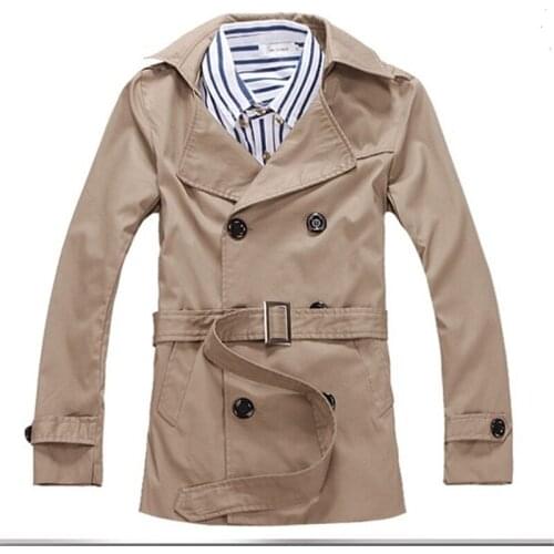 Y001 Spring &Autumn Mens Clothing 100% Cotton Windcoat Medium long Lapel windbreaker Male Overcoat Trench Coat