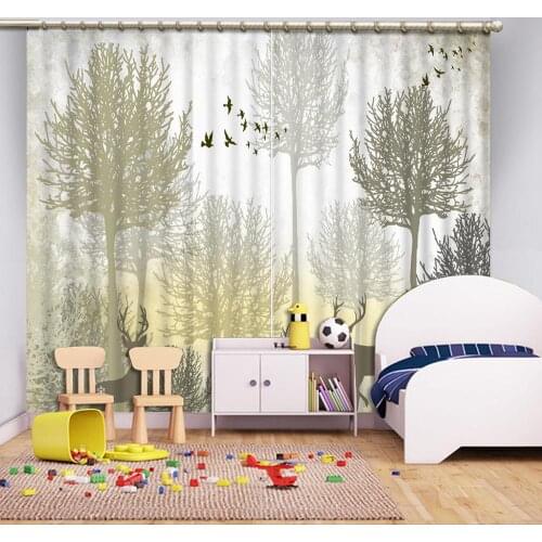 3D Sika deer wood Windows Curtains Beautiful Scenery Living Room Childrens bedroom Curtain Drapes blackout curtains