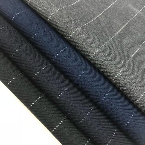 TR Striped Shuttle Woolen Fabric Fabric Uniform Fabric Vertical Stripe Spring and Autumn Fashion Suit Fabric Wholesale