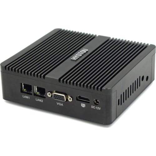 Factory price mini fanless pc celeron J1900 desktop server dual lan firewall computer with RS232 WIFI for Home theater using