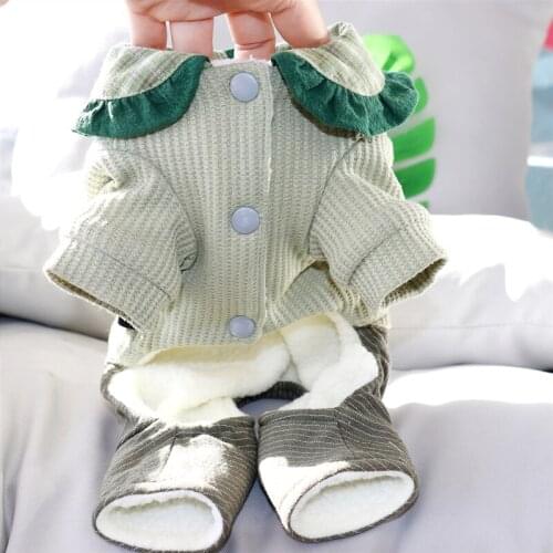 Green Dog Four-legged Clothes Pet Bichon Warm Cotton-padded Clothes Winter Clothes Puppy Pullovers Fashion Dog Products