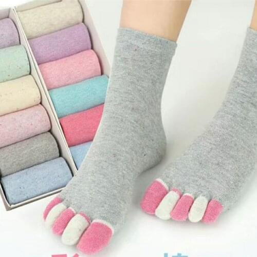 Five Finger Socks Womens Colorful Toes Cotton Low Tube Lady Girl Student Socks Colored Dots Casual No Heel Sock Cheap 12 Colors